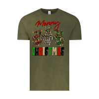 Vintage Olive Merry Christmas skeleton hands Vintage Tee - NancyCooperArtShop