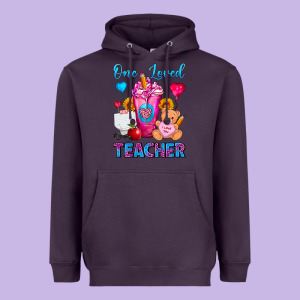 One Loved Teacher Valentines Day Cold Drink Frappe Heavyweight Hoodie Designed By Fadigitalartstudio