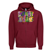 Burgundy mardi  gras Zipper Hoodie - CowGirlArtShop