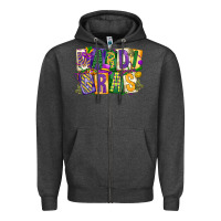 Charcoal Heather mardi  gras Zipper Hoodie - CowGirlArtShop
