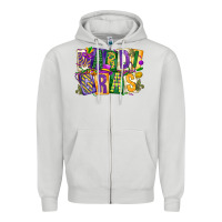 Dove Grey mardi  gras Zipper Hoodie - CowGirlArtShop