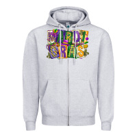 Heather Grey mardi  gras Zipper Hoodie - CowGirlArtShop
