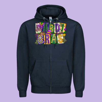 Mardi  Gras Zipper Hoodie Designed By Cowgirlartshop