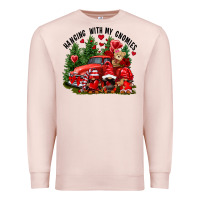 Pale Pink Valentine's Day hanging with my gnomies Premium Sweatshirt - FaDigitalArtStudio