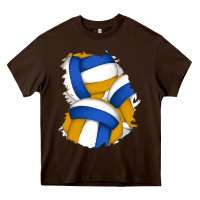 Chocolate Brown volleyball patch Heavy Core Tee - AdoDesignShop