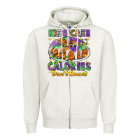 Oatmeal Heather king cake calories dont count mardi gras Zipper Hoodie - CowGirlArtShop