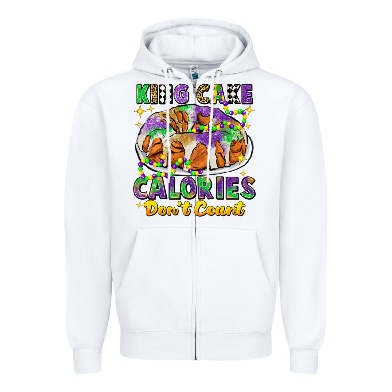 King Cake Calories Dont Count Mardi Gras Zipper Hoodie by CowGirlArtShop | Teevron