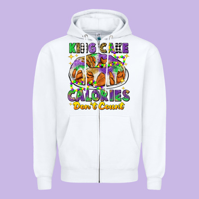 King Cake Calories Dont Count Mardi Gras Zipper Hoodie Designed By Cowgirlartshop