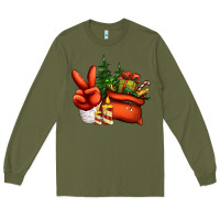 Army Green christmas santa claus peace hand Long Sleeve Tee - Jasminsmagicworld
