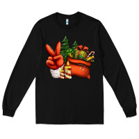 Black christmas santa claus peace hand Long Sleeve Tee - Jasminsmagicworld