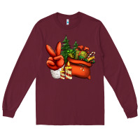 Burgundy christmas santa claus peace hand Long Sleeve Tee - Jasminsmagicworld