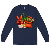 Navy christmas santa claus peace hand Long Sleeve Tee - Jasminsmagicworld