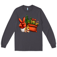 Smoke christmas santa claus peace hand Long Sleeve Tee - Jasminsmagicworld