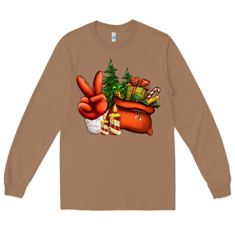 Christmas Santa Claus Peace Hand Long Sleeve Tee by Jasminsmagicworld | Teevron