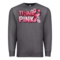 Charcoal Heather Think pink Cancer Awareness Premium Sweatshirt - FaDigitalArtStudio