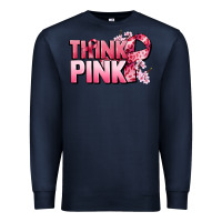 Navy Think pink Cancer Awareness Premium Sweatshirt - FaDigitalArtStudio