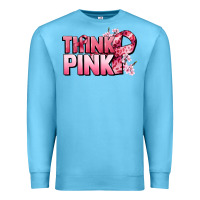 Ocean Blue Think pink Cancer Awareness Premium Sweatshirt - FaDigitalArtStudio