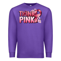 Purple Think pink Cancer Awareness Premium Sweatshirt - FaDigitalArtStudio
