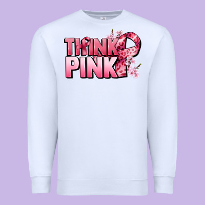 Think Pink Cancer Awareness Premium Sweatshirt Designed By Fadigitalartstudio