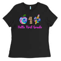 Black hello first grade tie dye 3200x2400 Ladies Tee - AdoDesignShop