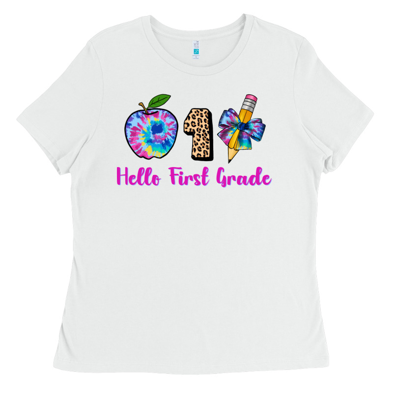 Hello First Grade Tie Dye 3200x2400 Ladies Tee by AdoDesignShop | Teevron
