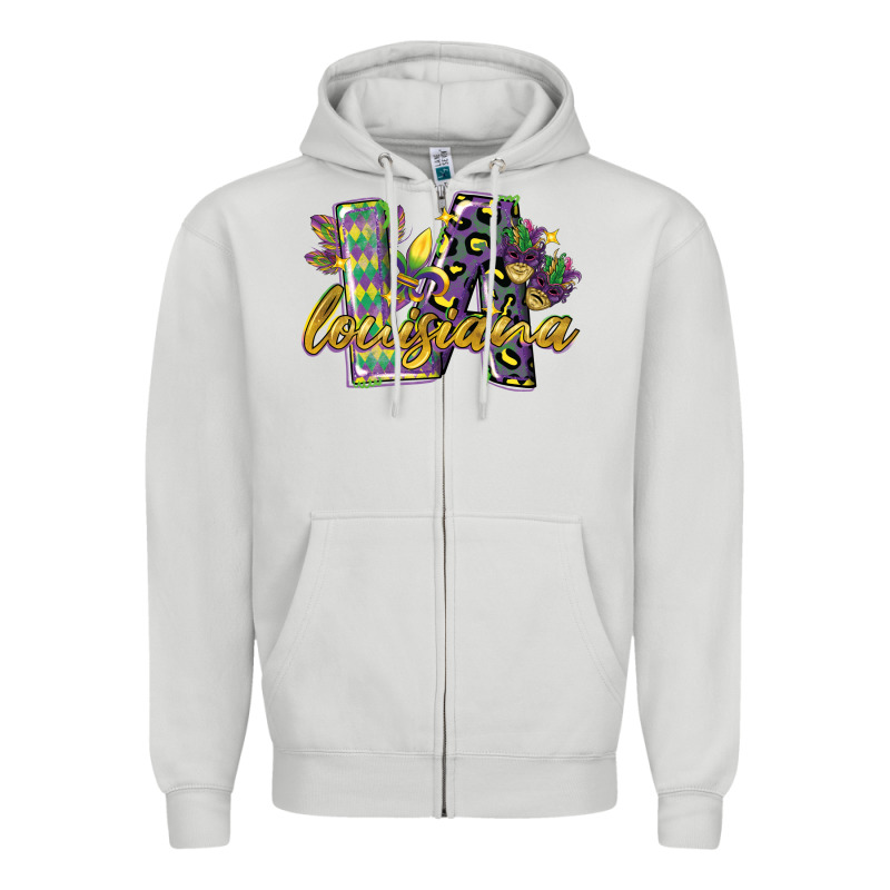 Louisiana Leopard Mardi Gras 12 Inches 300 Dpi Zipper Hoodie by CowGirlArtShop | Teevron