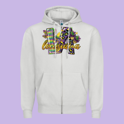 Louisiana Leopard Mardi Gras 12 Inches 300 Dpi Zipper Hoodie Designed By Cowgirlartshop