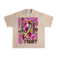 French Oak breast cancer american football ribbon love cure fight bbs Urban Heavy Tee - BundleAndBundleShop