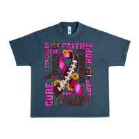 Midnight Navy breast cancer american football ribbon love cure fight bbs Urban Heavy Tee - BundleAndBundleShop