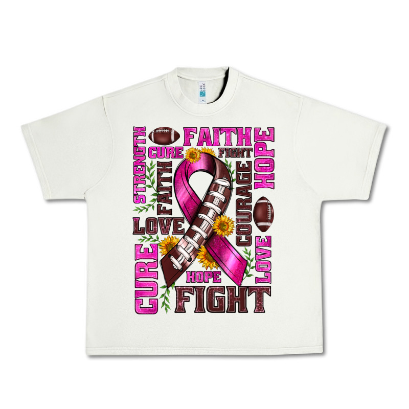 Breast Cancer American Football Ribbon Love Cure Fight Bbs Urban Heavy Tee by BundleAndBundleShop | Teevron