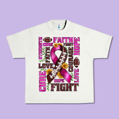 Breast Cancer American Football Ribbon Love Cure Fight Bbs Urban Heavy Tee Designed By Bundleandbundleshop