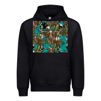 Black Longhorn Pattern Urban Hoodie - CowhideDigitalArt