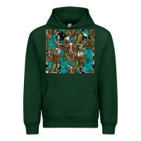 Forest Green Longhorn Pattern Urban Hoodie - CowhideDigitalArt