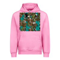 Fuchsia Pink Longhorn Pattern Urban Hoodie - CowhideDigitalArt
