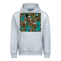 Heather Grey Longhorn Pattern Urban Hoodie - CowhideDigitalArt