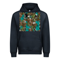 Navy Longhorn Pattern Urban Hoodie - CowhideDigitalArt