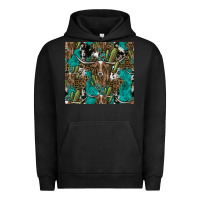 Pigment Black Longhorn Pattern Urban Hoodie - CowhideDigitalArt