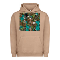 Pigment Burro Longhorn Pattern Urban Hoodie - CowhideDigitalArt