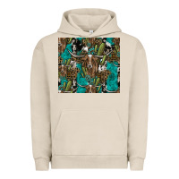 Pigment French Oak Longhorn Pattern Urban Hoodie - CowhideDigitalArt