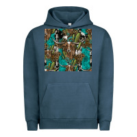 Pigment Midnight Navy Longhorn Pattern Urban Hoodie - CowhideDigitalArt