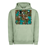 Pigment Oil Green Longhorn Pattern Urban Hoodie - CowhideDigitalArt