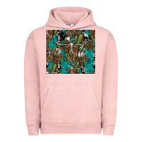 Pigment Salmon Longhorn Pattern Urban Hoodie - CowhideDigitalArt