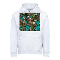 White Longhorn Pattern Urban Hoodie - CowhideDigitalArt