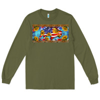 Army Green bison amerıcan flag  license plate template Long Sleeve Tee - BarkalooDesign