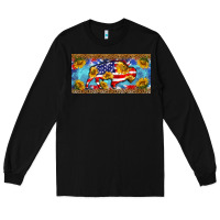 Black bison amerıcan flag  license plate template Long Sleeve Tee - BarkalooDesign