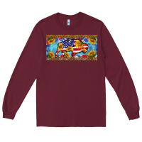 Burgundy bison amerıcan flag  license plate template Long Sleeve Tee - BarkalooDesign