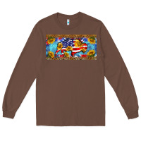 Chestnut bison amerıcan flag  license plate template Long Sleeve Tee - BarkalooDesign