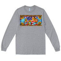 Heather Grey bison amerıcan flag  license plate template Long Sleeve Tee - BarkalooDesign