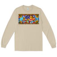 Mushroom bison amerıcan flag  license plate template Long Sleeve Tee - BarkalooDesign