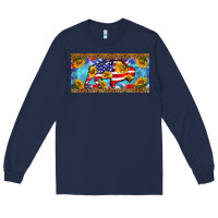 Navy bison amerıcan flag  license plate template Long Sleeve Tee - BarkalooDesign
